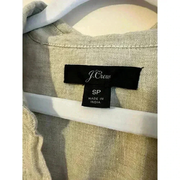 J. Crew 100% Linen Collared V-Neck Short Sleeved Blouse Lagenlook Size small - Picture 4 of 4